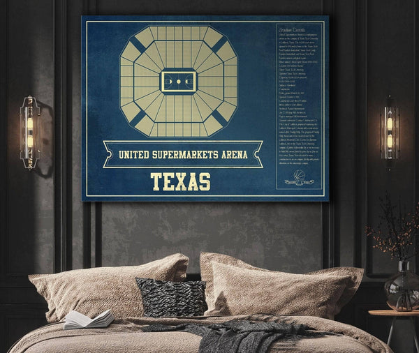 Cutler West United Supermarkets Arena - Texas Tech Red Raiders NCAA College Basketball Blueprint Art