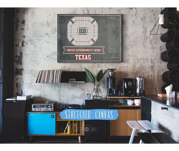 Cutler West United Supermarkets Arena - Texas Tech Red Raiders NCAA College Basketball Blueprint Art