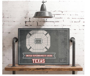 Cutler West United Supermarkets Arena - Texas Tech Red Raiders NCAA College Basketball Blueprint Art