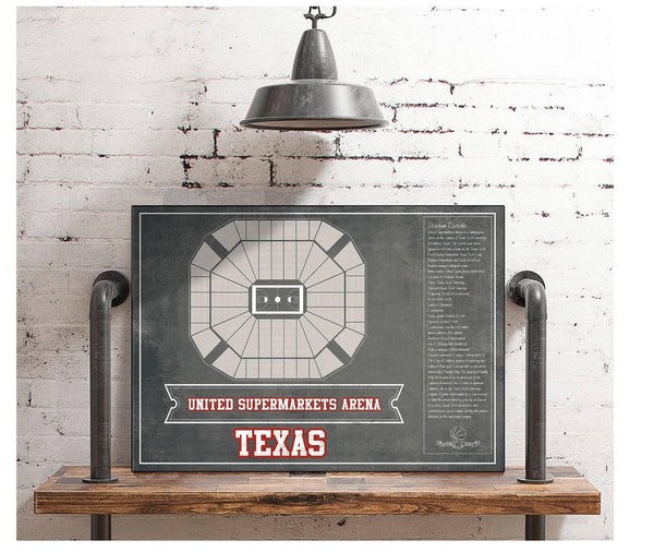 Cutler West United Supermarkets Arena - Texas Tech Red Raiders NCAA College Basketball Blueprint Art