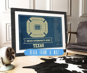 20" x 16" / Black Frame & Mat Cutler West United Supermarkets Arena - Texas Tech Red Raiders NCAA College Basketball Blueprint Art