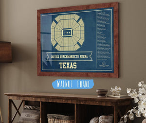 20" x 16" / Walnut Frame Cutler West United Supermarkets Arena - Texas Tech Red Raiders NCAA College Basketball Blueprint Art