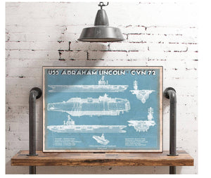 Cutler West USS Abraham Lincoln (CVN 72) Aircraft Carrier Blueprint Original Military Wall Art - Customizable