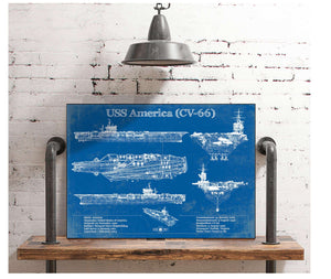 Cutler West USS America (CV-66) Aircraft Carrier Blueprint Original Military Wall Art