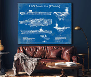Cutler West USS America (CV-66) Aircraft Carrier Blueprint Original Military Wall Art
