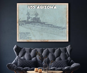 Cutler West USS Arizona WWII Battleship Blueprint Military Print