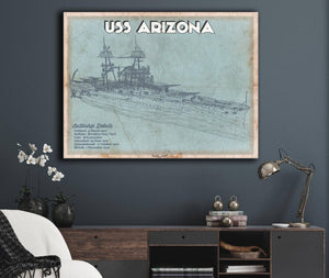 Cutler West USS Arizona WWII Battleship Blueprint Military Print