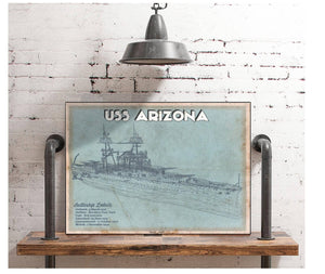 Cutler West USS Arizona WWII Battleship Blueprint Military Print