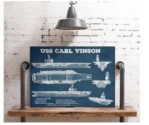 Cutler West USS Carl Vinson (CVN 70) Aircraft Carrier Blueprint Original Military Wall Art - Customizable