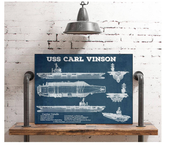 Cutler West USS Carl Vinson (CVN 70) Aircraft Carrier Blueprint Original Military Wall Art - Customizable