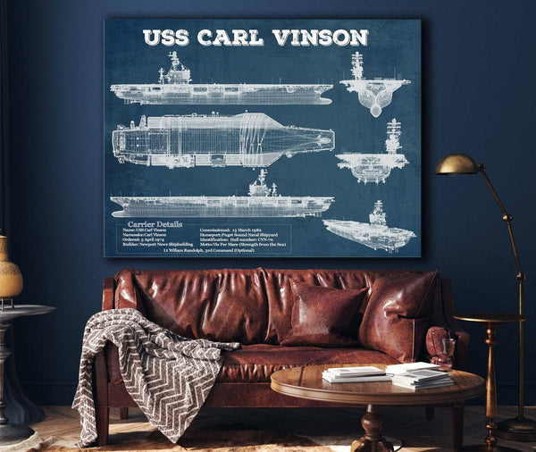 Cutler West USS Carl Vinson (CVN 70) Aircraft Carrier Blueprint Original Military Wall Art - Customizable