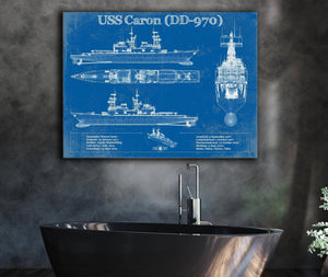 Cutler West USS Caron (DD-970) Blueprint Original Military Wall Art - Customizable