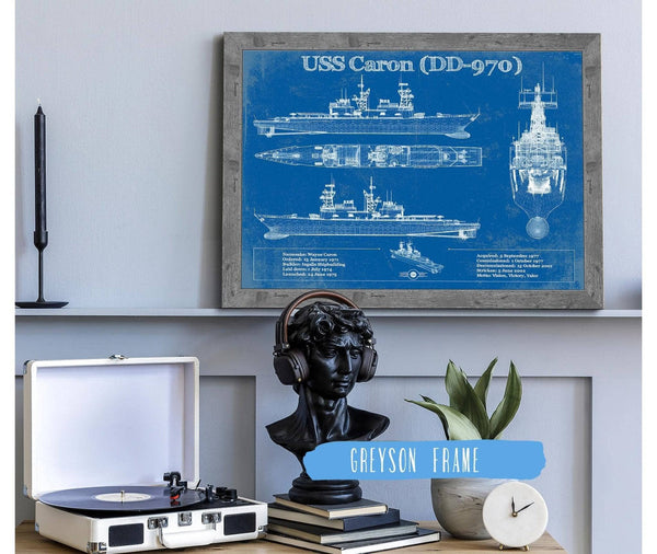 Cutler West USS Caron (DD-970) Blueprint Original Military Wall Art - Customizable