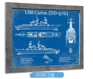 14" x 11" / Greyson Frame Cutler West USS Caron (DD-970) Blueprint Original Military Wall Art - Customizable
