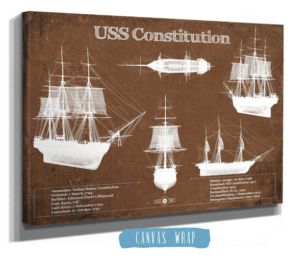 Cutler West USS Constitution Blueprint Original Military Wall Art