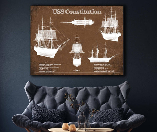 Cutler West USS Constitution Blueprint Original Military Wall Art