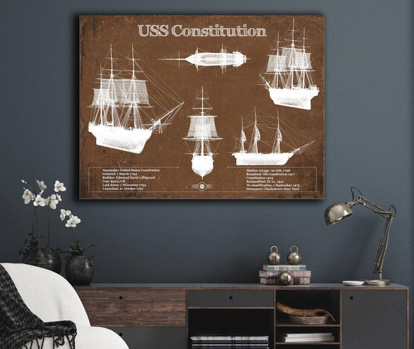Cutler West USS Constitution Blueprint Original Military Wall Art