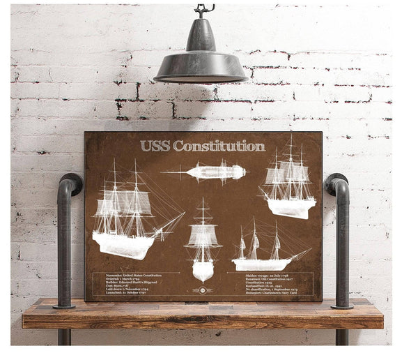 Cutler West USS Constitution Blueprint Original Military Wall Art