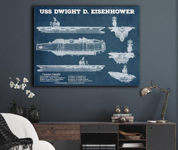 Cutler West USS Dwight Eisenhower CVN69 Aircraft Carrier Blueprint Original Military Wall Art - Customizable