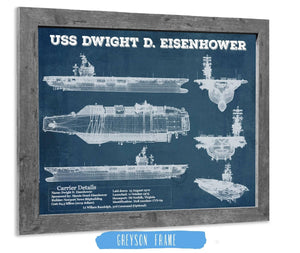 14" x 11" / Greyson Frame Cutler West USS Dwight Eisenhower CVN69 Aircraft Carrier Blueprint Original Military Wall Art - Customizable