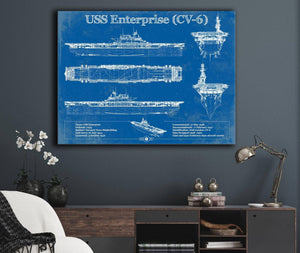 Cutler West USS Enterprise (CV-6) Aircraft Carrier Blueprint Original Military Wall Art - Customizable