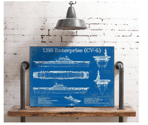 Cutler West USS Enterprise (CV-6) Aircraft Carrier Blueprint Original Military Wall Art - Customizable