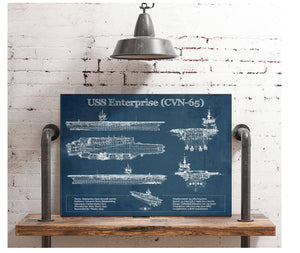 Cutler West USS Enterprise (CVN-65) Aircraft Carrier Blueprint Original Military Wall Art - Customizable