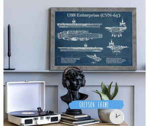 Cutler West USS Enterprise (CVN-65) Aircraft Carrier Blueprint Original Military Wall Art - Customizable