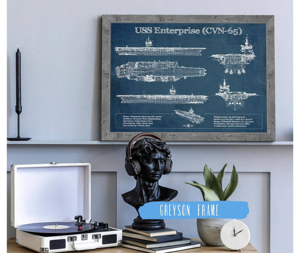 Cutler West USS Enterprise (CVN-65) Aircraft Carrier Blueprint Original Military Wall Art - Customizable