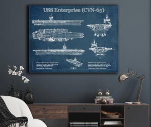 Cutler West USS Enterprise (CVN-65) Aircraft Carrier Blueprint Original Military Wall Art - Customizable