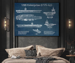 Cutler West USS Enterprise (CVN-65) Aircraft Carrier Blueprint Original Military Wall Art - Customizable