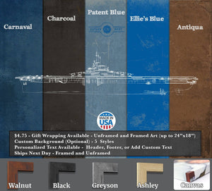 Cutler West USS Enterprise (CVN-65) Aircraft Carrier Blueprint Original Military Wall Art - Customizable