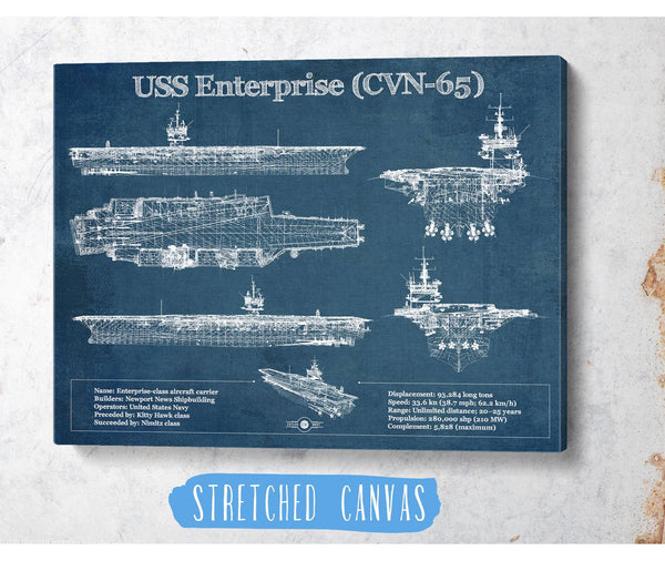 Cutler West USS Enterprise (CVN-65) Aircraft Carrier Blueprint Original Military Wall Art - Customizable