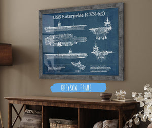 Cutler West USS Enterprise (CVN-65) Aircraft Carrier Blueprint Original Military Wall Art - Customizable