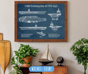 Cutler West USS Enterprise (CVN-65) Aircraft Carrier Blueprint Original Military Wall Art - Customizable