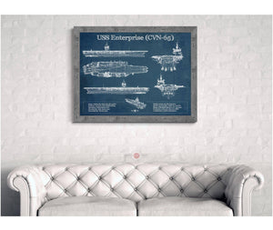 Cutler West USS Enterprise (CVN-65) Aircraft Carrier Blueprint Original Military Wall Art - Customizable