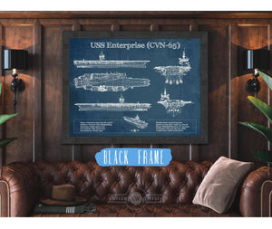 Cutler West USS Enterprise (CVN-65) Aircraft Carrier Blueprint Original Military Wall Art - Customizable