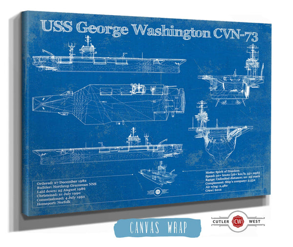 Cutler West USS George Washington (CVN-73) Aircraft Carrier Blueprint Original Military Wall Art - Customizable
