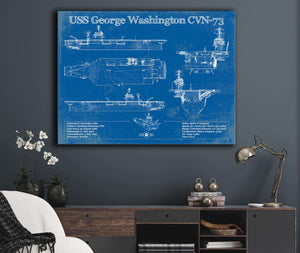 Cutler West USS George Washington (CVN-73) Aircraft Carrier Blueprint Original Military Wall Art - Customizable