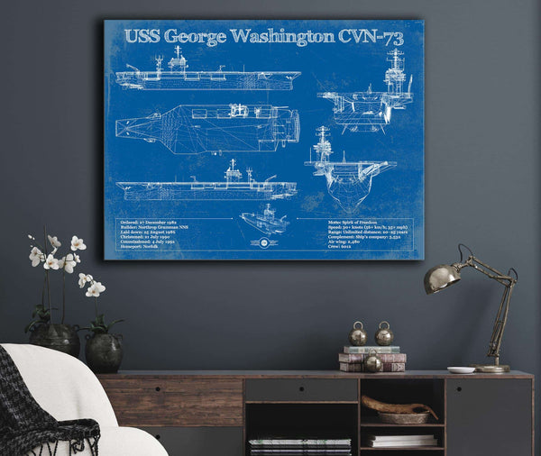 Cutler West USS George Washington (CVN-73) Aircraft Carrier Blueprint Original Military Wall Art - Customizable