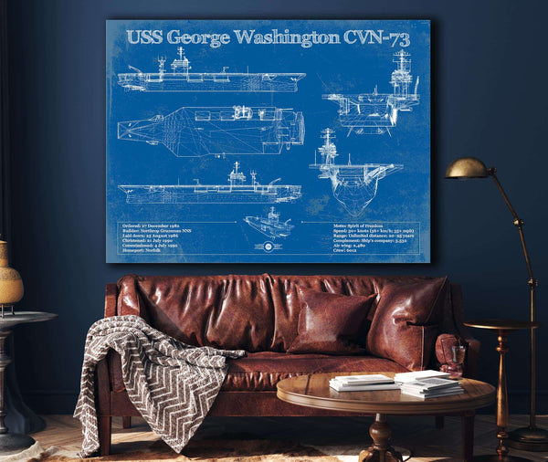 Cutler West USS George Washington (CVN-73) Aircraft Carrier Blueprint Original Military Wall Art - Customizable