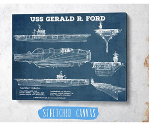 Cutler West USS Gerald R. Ford (CVN-78) Aircraft Carrier Blueprint Original Military Wall Art - Customizable