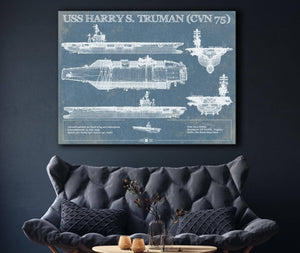 Cutler West USS Harry S. Truman (CVN 75) Aircraft Carrier Blueprint Original Military Wall Art