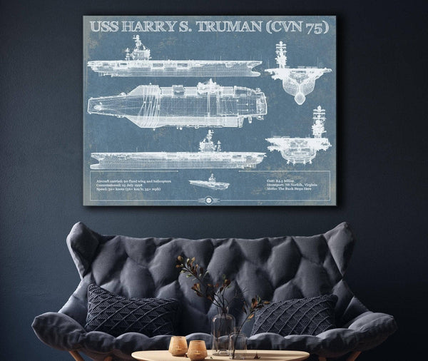 Cutler West USS Harry S. Truman (CVN 75) Aircraft Carrier Blueprint Original Military Wall Art