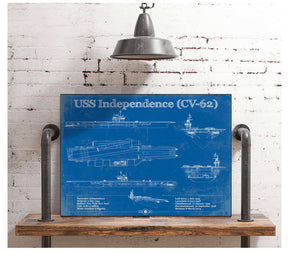 Cutler West USS Independence (CV-62) Aircraft Carrier Blueprint Original Military Wall Art - Customizable
