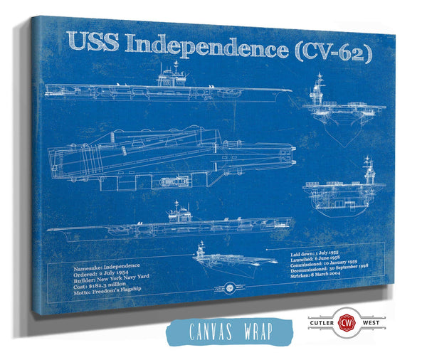 Cutler West USS Independence (CV-62) Aircraft Carrier Blueprint Original Military Wall Art - Customizable