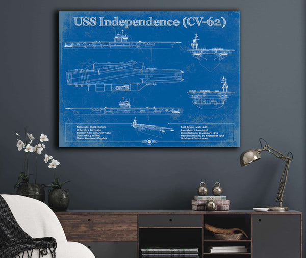 Cutler West USS Independence (CV-62) Aircraft Carrier Blueprint Original Military Wall Art - Customizable
