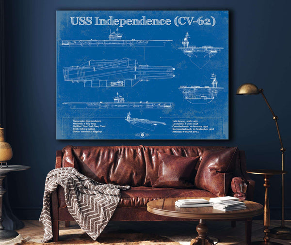 Cutler West USS Independence (CV-62) Aircraft Carrier Blueprint Original Military Wall Art - Customizable