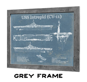 14" x 11" / Greyson Frame Cutler West USS Intrepid (CV-11) Aircraft Carrier Blueprint Original Military Wall Art - Customizable