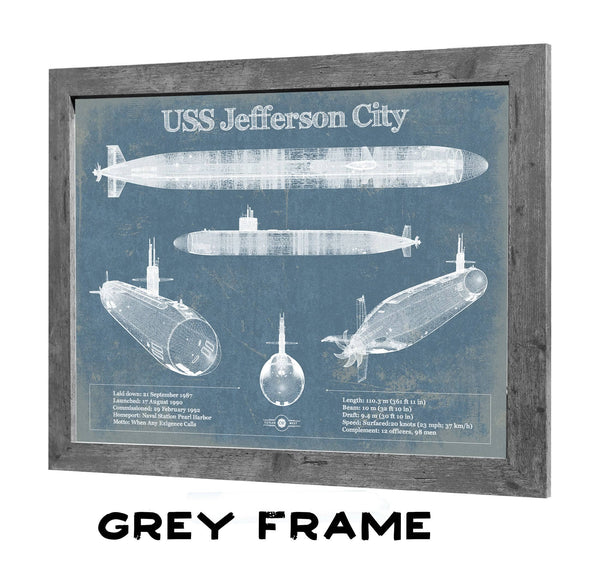 36" x 24" / Greyson Frame Cutler West USS Jefferson City (SSN-759) submarine Blueprint Patent Original Art